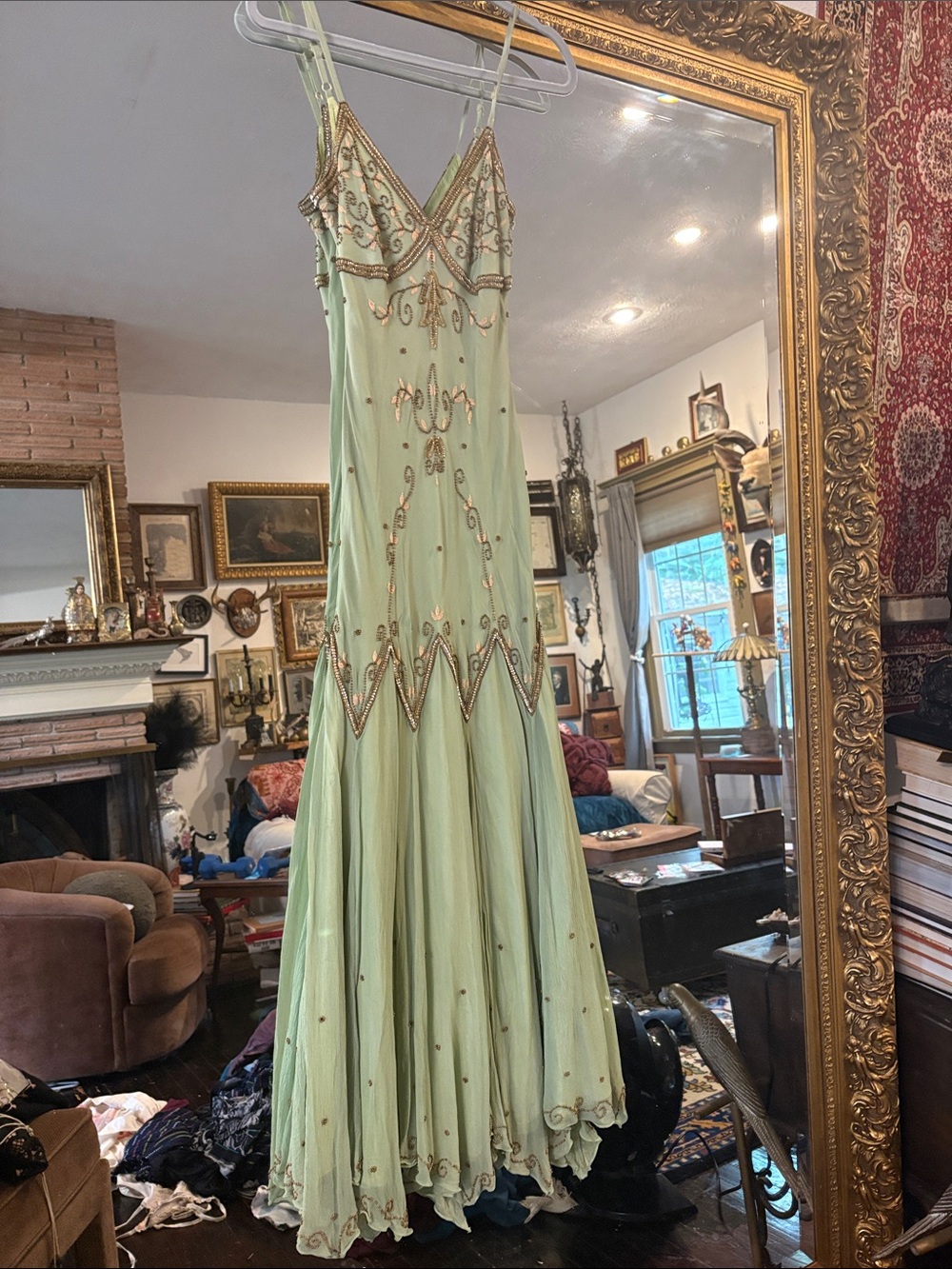 Vintage Mint Green Beaded Dress